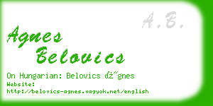 agnes belovics business card